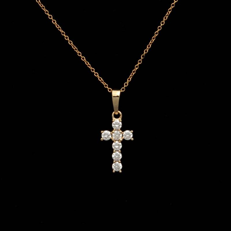 0.25Ct Brilliant Erstellt Diamant Kreuz Anhänger 14K Gelbgold Kruzifix Rundschnitt 0.25Ct Brilliant Erstellt Diamant Kreuz Anhänger 14K Gelbgold Kruzifix Rundschnitt von VLCoJewelry
