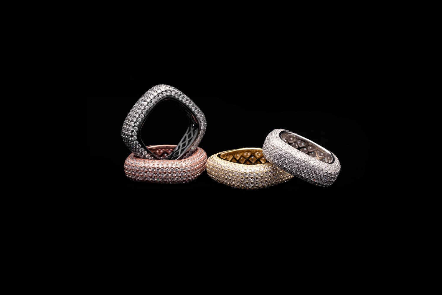 3.30-4.30Ct T.w. Erstellt Diamant 7-Reihig Eternity Band Quadrat Ring 925 Sterling Silber/Gelbgold Roségold /Schwarz Ton von VLCoJewelry