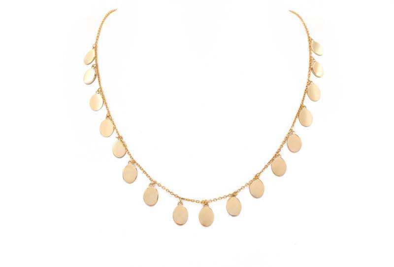 Oval Disk Perlen Kette Halskette Sterling Silber 925 Gold Ton | 14 " - 16" von VLCoJewelry