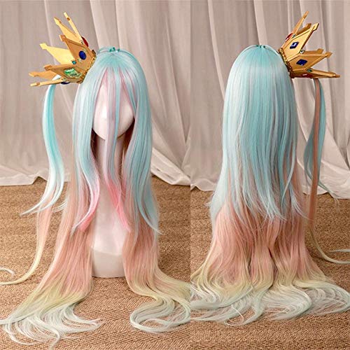 No GaNo Life Shiro Wig Long Mixed Color Straight Wigs Sora Cosplay Wig Short Purple Red Wig Crown Prop Headwear Accessory Shiro Wig and Crown von VLEAP