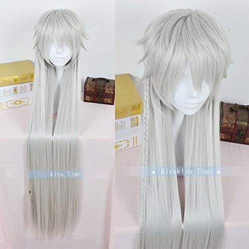 VLEAP 39" 100cm lang Anime Kuroshitsuji Black Butler Undertaker Under taker Hitzebeständige Haare Cosplay Kostüm Mode Perücke von VLEAP