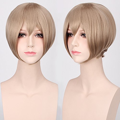 Wig for Carnival Nightlife CluI Party Dress Up Wig Cosplay Wig Multicolor Universal Face Short Hair Msn Black And White Short Hair Bobo Headgear Wig Color:K047-11 Dark Linen von VLEAP