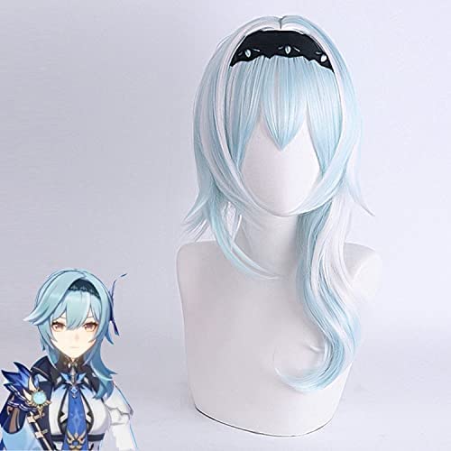 Wig for Original God Youla cos wig blue pick white upturned micro-roll cosplay anifake hair von VLEAP