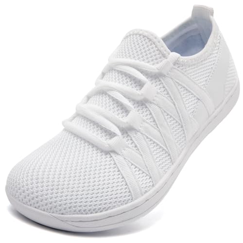 VLHGCG Barfußschuhe Damen Sneaker Barfuss Hausschuhe Schuhe Zero Drop Solhe Freizeit Sommerschuhe Schlupfschuhe Traillaufschuhe Fitnessschuhe Leicht Zehenschuhe,Weiß,EU38 von VLHGCG