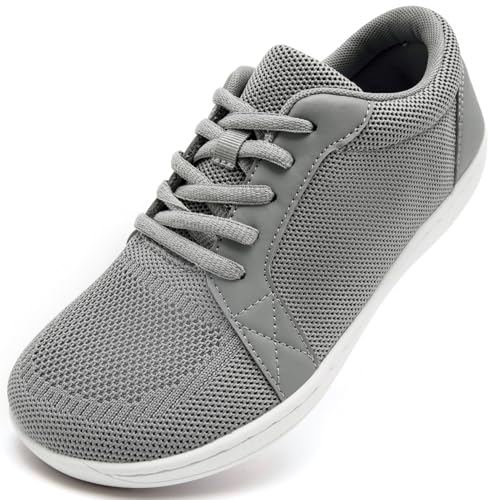 VLHGCG Breite Zehenbox Barfußschuhe Damen Orthopädische Sportschuhe mit Rutschfestem Grip Atmungsaktiv Grau EU43 von VLHGCG