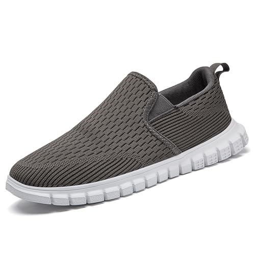 VLHGCG Reisefreundliche Herren Sneaker - Atmungsaktive Slip-On Freizeitschuhe Leichtgewicht mit Bürotauglichkeit & Antirutschfunktion Bequem Dunkelgrau EU 42 von VLHGCG