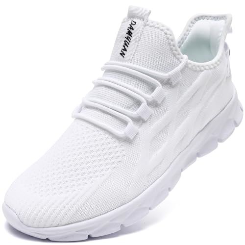 VLHGCG Schuhe Herren Sneakers Turnschuhe Laufschuhe Sportschuhe Straßenlaufschuhe Leichtgewichts Sommerschuhe Hallenschuhe Atmungsaktiv Tennis Fitness Jogging Walkingschuhe,Weiß,Größe 44 von VLHGCG
