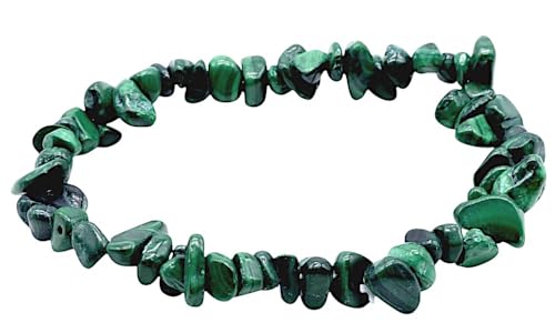 VLNET ® | Dehnbares Armband mit Naturstein Malachit | Eigenschaften: Entsperren und Entfernen unterdrückter Emotionen | Einheitsgröße verstellbar | Unisex von VLNET