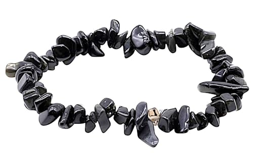 VLNET ® | Elastisches Armband mit schwarzem mexikanischem Obsidian | Eigenschaften: Schutzschild gegen negative Energien | Heilstein | Einheitsgröße verstellbar | Unisex von VLNET