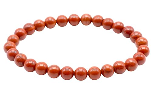 VLNET | Elastisches Armband aus natürlichem rotem Jaspis 6 mm oder 8 mm | Eigenschaften: Willenskraft, Widerstand, Mut und Schutz | Einheitsgröße verstellbar, Taglia Unica, Stein, Roter Jaspis von VLNET
