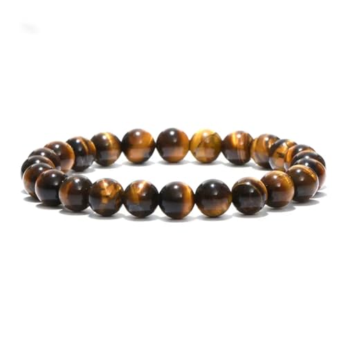 VLNET | Elastisches Armband mit 6 mm oder 8 mm Naturstein Tigerauge | Schutzstein, Mut und geistige Klarheit | Einheitsgröße verstellbar, Taglia Unica, Stein, Tigerauge von VLNET