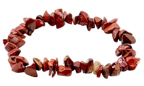 VLNET | Elastisches Armband mit rotem Jaspis | Eigenschaften: reinigend, entgiftend, hilft bei der Wiederherstellung des Gleichgewichts und der Wurzelbildung | Einheitsgröße verstellbar | Unisex von VLNET