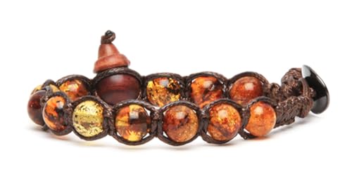 VLNET | Original Tamashii Armband aus natürlichem Bernstein 8 mm. | Handgefertigt in Tibet | Gesegnet von den tibetischen Mönchen, Taglia Unica, Sterling-Silber Baumwolle, Kein Edelstein von VLNET