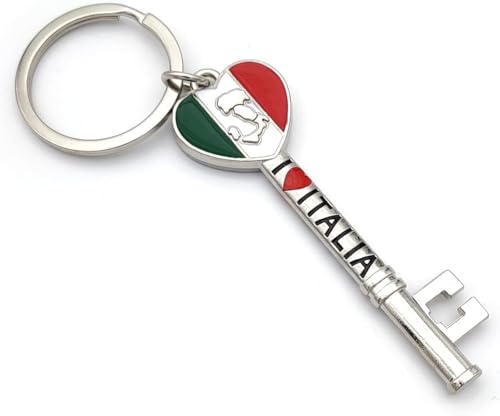 VLNET Schlüsselanhänger mit Doppelring, Motiv: italienische Nationalflagge, Schlüsselanhänger, Unisex, Geschenkidee, silber / schwarz, S von VLNET