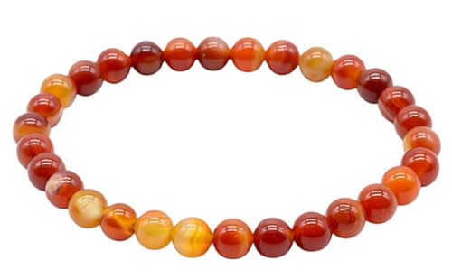 VLNET | elastisches Armband mit 6 mm oder 8 mm großem Karneol-Naturstein | fördert Vitalität, Mut, Selbstvertrauen und Kreativität | Einheitsgröße verstellbar, Taglia Unica, Stein, Karneol von VLNET