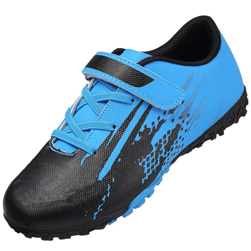 VLOOKST Fußballschuhe Jungen Kunstrasen Fussballschuhe Kinder Trainingsschuhe Mädchen Sneaker Sportschuhe Indoor Outdoor Turf Football Schuhe Unisex Schwarz Blau Gr.31 von VLOOKST