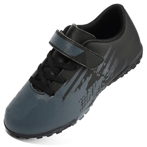 VLOOKST Fußballschuhe Jungen Kunstrasen Fussballschuhe Kinder Trainingsschuhe Mädchen Sneaker Sportschuhe Indoor Outdoor Turf Football Schuhe Unisex Schwarz Grau Gr.32 von VLOOKST
