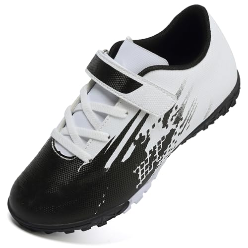 VLOOKST Fußballschuhe Jungen Kunstrasen Fussballschuhe Kinder Trainingsschuhe Mädchen Sneaker Sportschuhe Indoor Outdoor Turf Football Schuhe Unisex Schwarz Weiß Gr.33 von VLOOKST