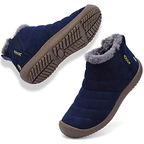 VLOOKST Herren Schneestiefel Wasserdicht Winterstiefel Winter Warm Gefüttert Outdoor Stiefelette Rutschfest Schlupfstiefel Niedrig Winterschuhe Hohe Hausschuhe Blau Größe 43 von VLOOKST