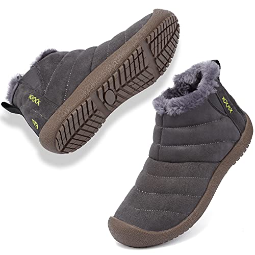 VLOOKST Herren Schneestiefel Wasserdicht Winterstiefel Winter Warm Gefüttert Outdoor Stiefelette Rutschfest Schlupfstiefel Niedrig Winterschuhe Hohe Hausschuhe Grau Größe 43 von VLOOKST