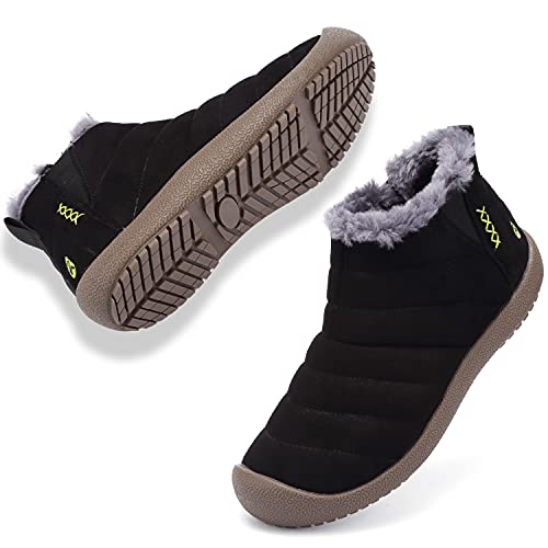 VLOOKST Herren Schneestiefel Wasserdicht Winterstiefel Winter Warm Gefüttert Outdoor Stiefelette Rutschfest Schlupfstiefel Niedrig Winterschuhe Hohe Hausschuhe Schwarz Größe 46 von VLOOKST