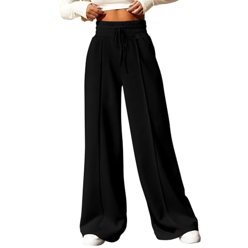VLOYSR Damen Herbst Kordelzug Elastische Hohe Taille Sweatpants Lässige Weite Bein Lange Hose mit Taschen VLOYSR Damen Herbst Kordelzug Elastische Hohe Taille Sweatpants Lässige Weite Bein Lange Hose mit Taschen von VLOYSR