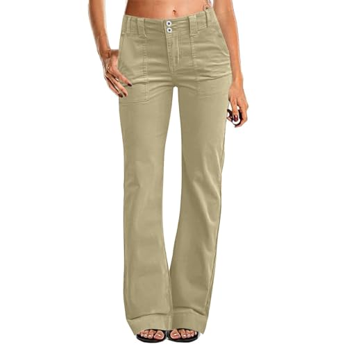 VLOYSR Damen Weites Bein Kleid Schlaghose für Frauen Doppelknopf Mid Waist Cordhose Frühling Jeans Trendy von VLOYSR