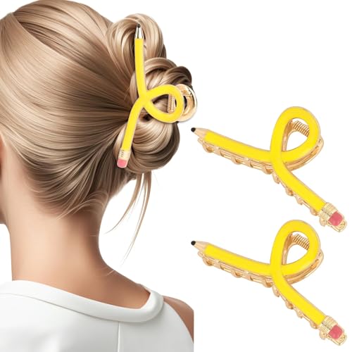 Haarspangen für dickes Haar, niedliche gelbe Haarspangen für Frauen, Schulanfang, Lehrer, Weihnachts- oder Endgeschenk, 2 Stück von VLUNT
