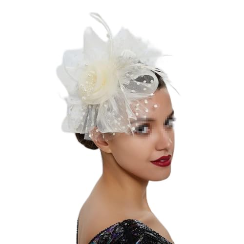 Damen Fascinators Feder Blume Kopfschmuck Hut Haar Stirnband Hochzeit Party Blume Stirnband Haarnadel Zubehör von VMAKBUWIS