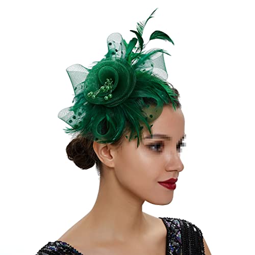 Damen Fascinators Feder Blume Kopfschmuck Hut Haar Stirnband Hochzeit Party Blume Stirnband Haarnadel Zubehör von VMAKBUWIS