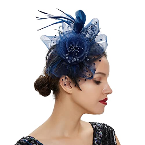 Damen Fascinators Feder Blume Kopfschmuck Hut Haar Stirnband Hochzeit Party Blume Stirnband Haarnadel Zubehör von VMAKBUWIS