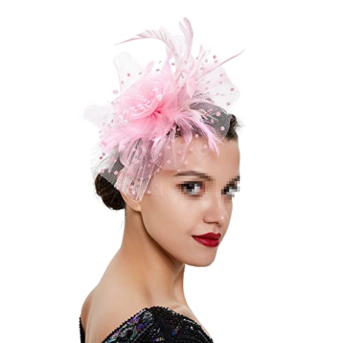 Damen Fascinators Feder Blume Kopfschmuck Hut Haar Stirnband Hochzeit Party Blume Stirnband Haarnadel Zubehör von VMAKBUWIS