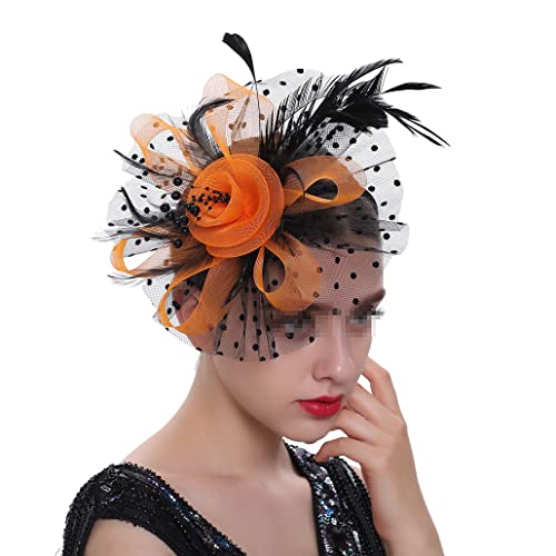 Damen Fascinators Feder Blume Kopfschmuck Hut Haar Stirnband Hochzeit Party Blume Stirnband Haarnadel Zubehör von VMAKBUWIS