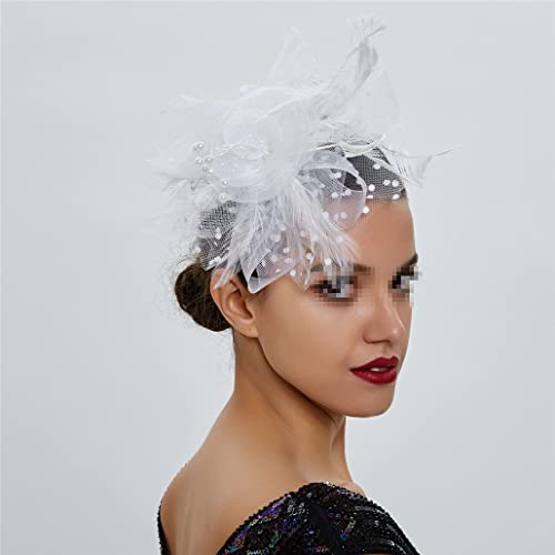 Damen Fascinators Feder Blume Kopfschmuck Hut Haar Stirnband Hochzeit Party Blume Stirnband Haarnadel Zubehör von VMAKBUWIS