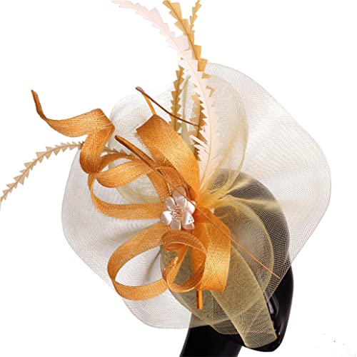 Damen Haarclip Feder Hochzeit Casual Fascinator Hut Stirnband Damen Party Floral Kopfbedeckung Anlass Kopfschmuck von VMAKBUWIS