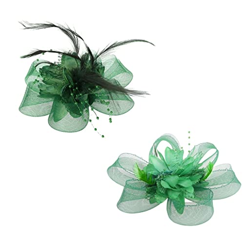 Fascinator / Haarschmuck für Damen, mit Blume, Federn, Perlen, Netz, Haarspangen von VMAKBUWIS