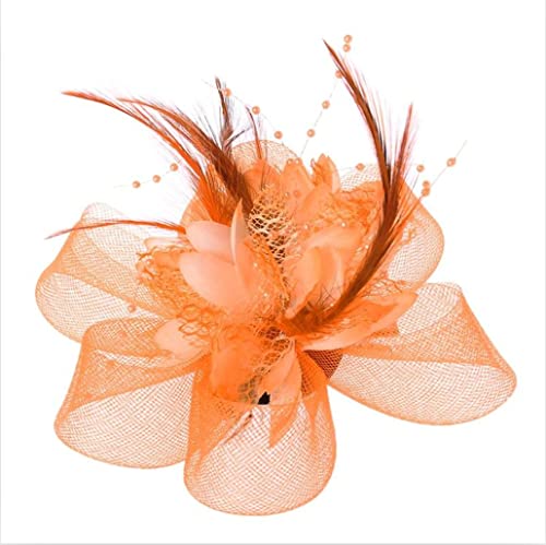 Fascinator / Haarschmuck für Damen, mit Blume, Federn, Perlen, Netz, Haarspangen von VMAKBUWIS