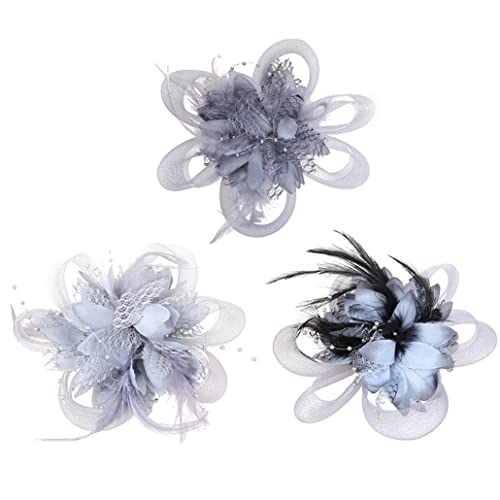 Fascinator / Haarschmuck für Damen, mit Blume, Federn, Perlen, Netz, Haarspangen von VMAKBUWIS