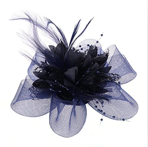 Fascinator / Haarschmuck für Damen, mit Blume, Federn, Perlen, Netz, Haarspangen von VMAKBUWIS