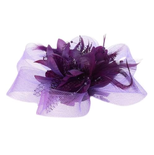 Fascinator / Haarschmuck für Damen, mit Blume, Federn, Perlen, Netz, Haarspangen von VMAKBUWIS