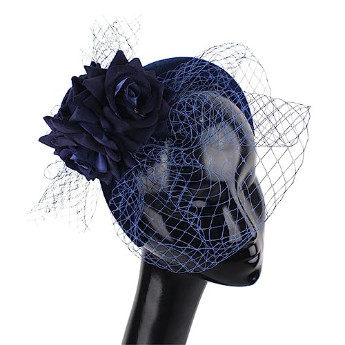 Mode Blau Headwear Für Braut Mesh Blume Fascinatoren Haar Zubehör Kopfschmuck Prinzessin Frauen Haarband von VMAKBUWIS