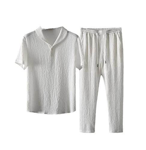 Sommer Herren Hemd + Hose, klassisches Business Casual Hemden Set, weiß, M Sommer Herren Hemd + Hose, klassisches Business Casual Hemden Set, weiß, M von VMAKBUWIS