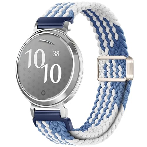VMBVBHMDF 14 Mm Passend For Garmin Watch Lily2, Elastisches Nylonarmband, Lily 2-Uhr, Damen, Faltschließe, Schnellverschluss(Blue white) von VMBVBHMDF