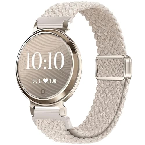 VMBVBHMDF 14 Mm Passend For Garmin Watch Lily2, Elastisches Nylonarmband, Lily 2-Uhr, Damen, Faltschließe, Schnellverschluss(Starlight) von VMBVBHMDF