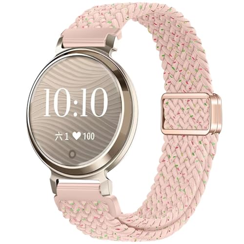 VMBVBHMDF 14 Mm Passend For Garmin Watch Lily2, Elastisches Nylonarmband, Lily 2-Uhr, Damen, Faltschließe, Schnellverschluss(Starlight powder) von VMBVBHMDF