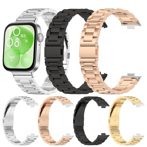 VMBVBHMDF Edelstahlarmband for Huawei Watch Fit Fit 3 Armband Correa Männer Frauen Band Metallarmband Fit for Huawei Watch Fit3 Zubehör(Starlight) von VMBVBHMDF