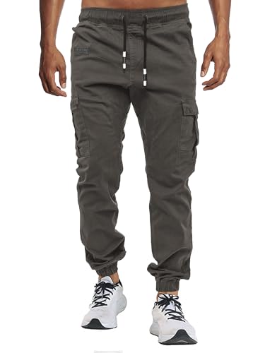 VMSUCIJ Herren Hose Chino Cargo Hose Jogginghose Baumwolle Casual Jogger Männer Modern Sport Jogginghosen für Herren Sweatpants mit elastischem Bund und Kordelzug und Taschen,Grau 02,XL von VMSUCIJ