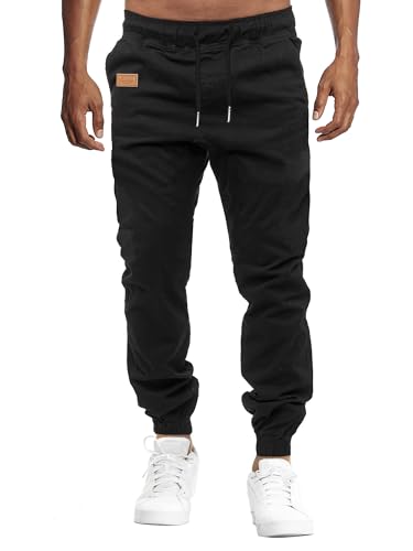 VMSUCIJ Herren Hose Chino Cargo Hose Jogginghose Baumwolle Casual Jogger Männer Modern Sport Jogginghosen für Herren Sweatpants mit elastischem Bund und Kordelzug und Taschen,Schwarz 01,S von VMSUCIJ
