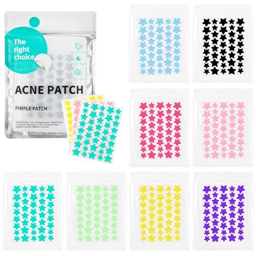 VMUTGA 320 Stück Pimple Patches, 3 Größen Pickel Patch Sterne mit Teebaumöl Salicylsäure Hydrokolloid Pflaster Anti Pickel Patches Wasserdichte Atmungsaktive Tag und Nacht Akne Patches (10/12/14 mm) von VMUTGA