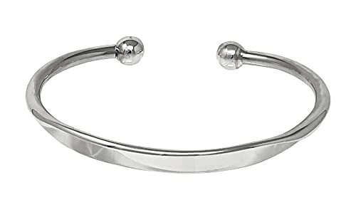 Treasure Bay Drehmoment Armreif aus massivem 925er Sterlingsilber – schlichtes Silberarmband für Herren (Silber, 17 cm) von Treasure Bay